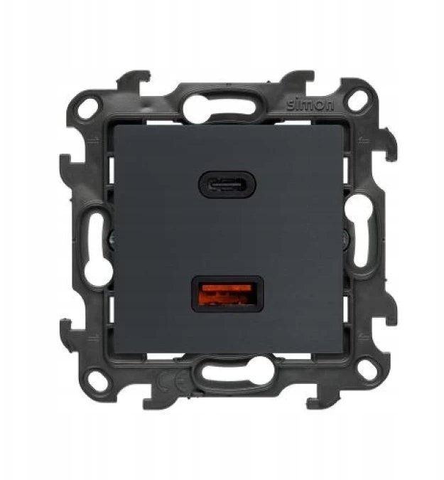 Kontakt Simon Ładowarka Kontakt-Simon Simon 24 Ładowarka USB podwójna grafitowy mat NEC2CAQ.01/38