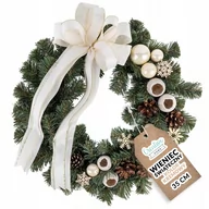 Ozdoby bożonarodzeniowe - Wieniec wianek stroik świąteczny dekorowany czerwony drzwi stół ścianę 35cm - miniaturka - grafika 1