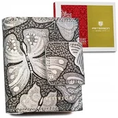 Portfele - Portfel Damski Skórzany Peterson Klamra Skóra Naturalna PTN 42329 RFID SZARY 10,5 x 9 x 3 [cm] - miniaturka - grafika 1