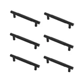 Zawiasy, okucia i inne akcesoria - Uchwyty meblowe radełkowane, uchwyty do szafek kuchennych, uchwyty do szuflad, rozstaw osi 96 mm, 6 sztuk (czarne) - miniaturka - grafika 1