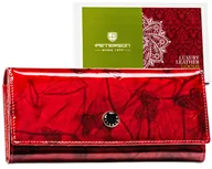 Portfele - PETERSON Duży czerwony skórzany portfel damski lakierowany ochrona kart RFID - miniaturka - grafika 1