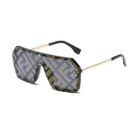 Okulary przeciwsłoneczne - Duża ramka Trend Letter Okulary przeciwsłoneczne Soczewki ze znakiem wodnym Moda Męskie i Damskie Dopasowane okulary przeciwsłoneczne Czarny Szary - miniaturka - grafika 1