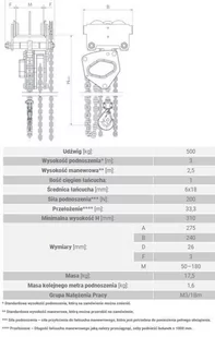 Wciągnik łańcuchowy z wózkiem ręcznym (udźwig: 500 kg, szerokość belki: 50-180mm, wysokość podnoszenia: 4m) 33980695 - Wciągarki Wciągnik łańcuchowy z wózkiem ręcznym (udźwig: 500 kg, szerokość belki: 50-180mm, wysokość podnoszenia: 4m) 33980695 - Wciągarki - miniaturka - grafika 2