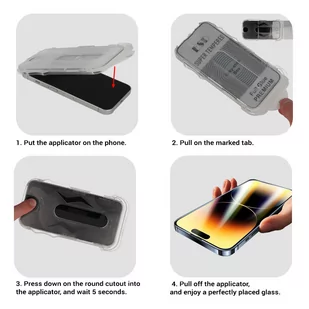 Szkło Hartowane Full Glue Easy-Stick Braders do iPhone 14 Pro Czarny - Szkła hartowane na telefon - miniaturka - grafika 4