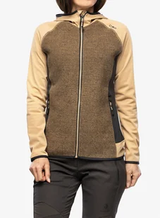 Polar damski CMP Jacket Fix Hood Ahri - sesamo/antracite - Bluzy sportowe męskie - miniaturka - grafika 1
