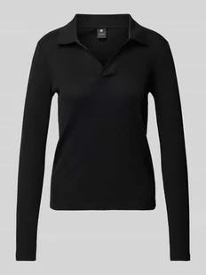Bluzka o kroju slim fit z długim rękawem i dekoltem w serek - Bluzki damskie - miniaturka - grafika 1