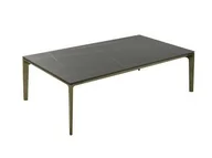 Ławy i stoliki kawowe - Nowoczesny stolik blat matowy marmur miedź rustykalna 130x70x38 cm VCF209-1 - miniaturka - grafika 1