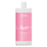 Żele pod prysznic dla mężczyzn - On Line Love, płyn do kąpieli i żel pod prysznic 2w1, piwonia i woda różana, 900 ml - miniaturka - grafika 1