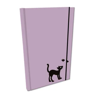 Bee-bee Notes A5 z gumką gładki Soft Touch Kot fiolet - Szkolne artykuły papiernicze - miniaturka - grafika 1