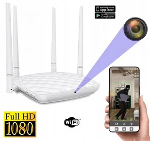 ROUTER Wi-Fi Ukryta Mikro Kamera WiFi FHD w Routerze, Podgląd na Żywo Cały Świat, Nagrywanie. - Minikamery i aparaty szpiegowskie - miniaturka - grafika 1