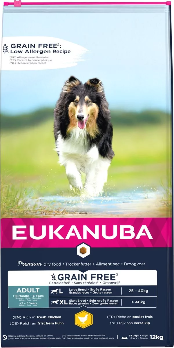  Eukanuba Grain Free Adult Large Breed, kurczak, 12 kg