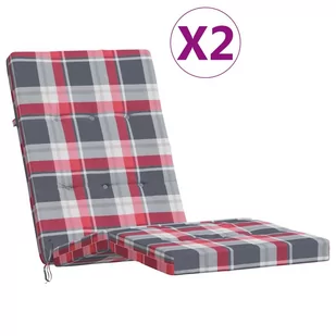 Poduszki na leżaki, 2 szt., w czerwoną kratę, tkan - Poduszki na krzesła - miniaturka - grafika 1