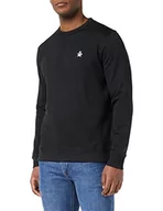 Bluzy męskie - Original Penguin Męska bluza polarowa L/S Sticker Pete Crew, True Black, M - miniaturka - grafika 1