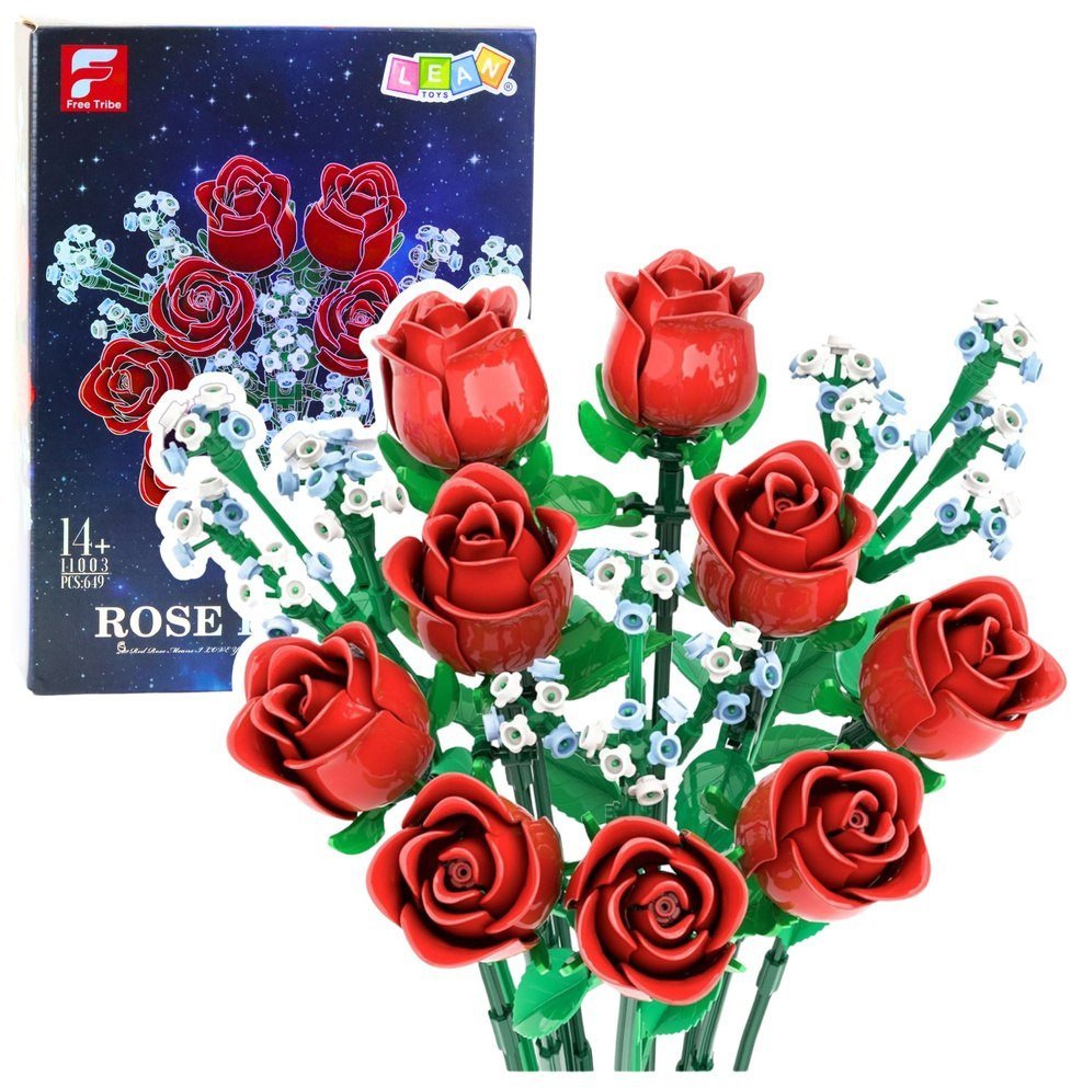 Klocki Konstrukcyjne Kwiaty Bukiet Róże Czerwone 649 el.