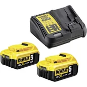 Akumulatory do elektronarzędzi - DEWALT DE WALT ZESTAW ŁADOWARKA+ 2 AKU 18V 5,0 - miniaturka - grafika 1