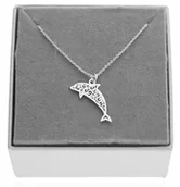 Łańcuszki - Naszyjnik srebrny delfin delfinek łańcuszek z delfinem CELEBRYTKA 925 60 cm - miniaturka - grafika 1