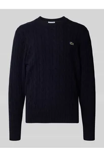 Sweter z dzianiny o kroju regular fit z czystej wełny - Lacoste - Swetry męskie - miniaturka - grafika 1