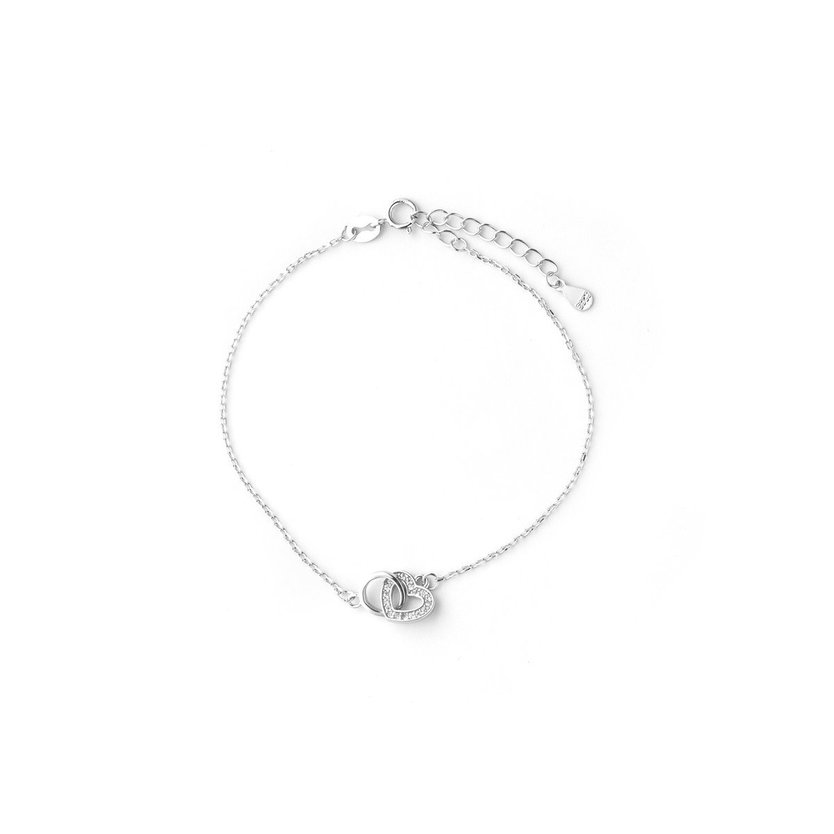 Srebrna bransoletka 925 Połączone Serce i Koło