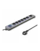 Listwy zasilające - qoltec Listwa antyprzepięciowa | Quick Switch | 8 gniazd | 3m | szara - miniaturka - grafika 1