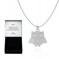 Biżuteria dla dzieci - Srebrny naszyjnik SOWA z kryształem TABLICZKA GRAT - miniaturka - grafika 1