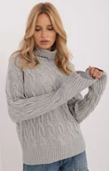 Swetry damskie - Szary golf damski AT-SW-23445.00, Kolor szary, Rozmiar uniwersalny, WOOL FASHION ITALIA - Primodo.com - miniaturka - grafika 1
