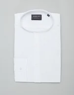 Koszule męskie - Koszula męska lniana ze stójką lentini 00386 biały slim fit - miniaturka - grafika 1