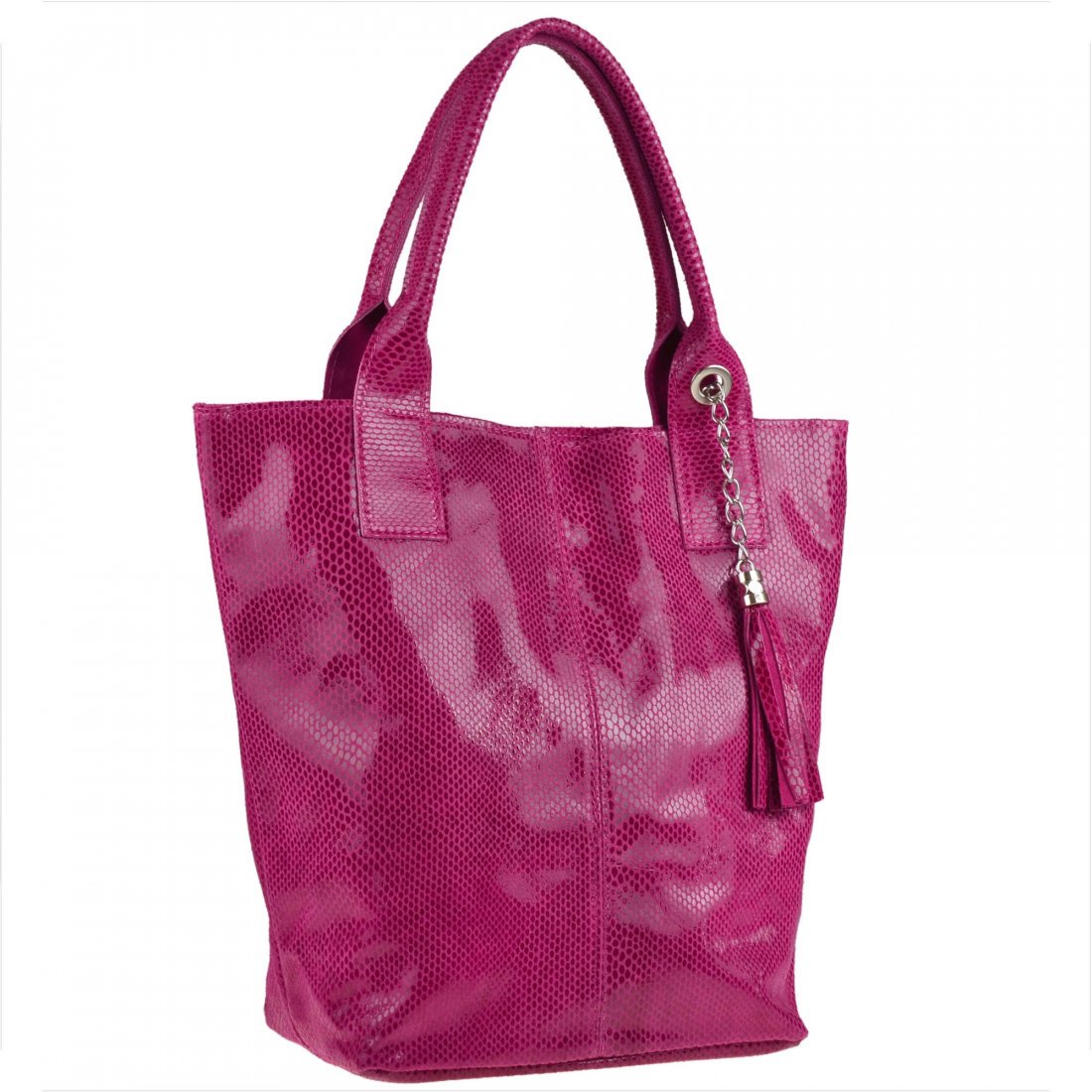 Torebka shopper skórzana plaster miodu XL w kolorze fuksji