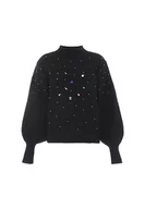 Swetry damskie - faina Damski sweter z dzianiny z wysokim dekoltem, czarny, rozmiar XL/XXL, czarny, XL - miniaturka - grafika 1