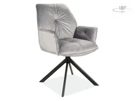 Krzesła - Krzesło Z Podłokietnikami Boogie Ii Velvet Szare Obrotowe - miniaturka - grafika 1
