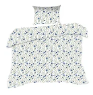 Pościel - Pościel 140x200 biała łąka niebieskie kwiatki rumianki Classic - miniaturka - grafika 1