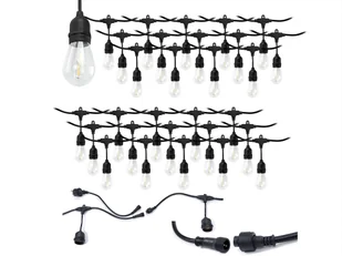 Zestaw: Girlanda ogrodowa 15m 30xE27 + 30x Żarówka LED E27 1W filament - Lampy ogrodowe - miniaturka - grafika 1