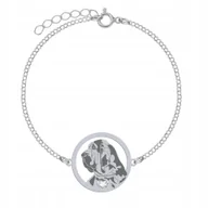 Bransoletki - Bransoletka Srebrna z psem rasy Pies Świętego Huberta 925 Kobieta GRAWER - miniaturka - grafika 1