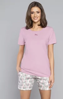 Piżamy damskie - Italian Fashion Halszka piżama damska kr.kr., Kolor różowo-biały, Rozmiar S, - grafika 1