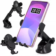 Pozostałe akcesoria do telefonów - UCHWYT NA TELEFON DO SAMOCHODU mocny holder na szybę deskę kokpit czarny - miniaturka - grafika 1