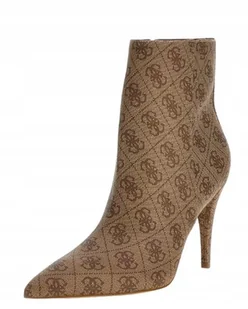 GUESS BOTKI SZPICZASTE BEŻOWE W MONOGRAM 38 GNA - Botki damskie - miniaturka - grafika 1