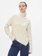 Swetry damskie - Calvin Klein Sweter Asymetric Modern Cable Sweater K20K206016 Beżowy Regular Fit - miniaturka - grafika 1