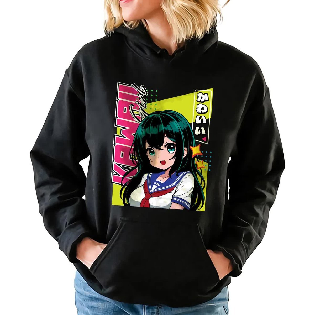 Bluza Damska Z Kapturem KAWAII GIRL Japońskie Anime Kawaii Wzory Rozmiar S