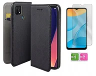 Etui i futerały do telefonów - Etui z klapką do OPPO A15S / A15 / A35 czarny obudowa case + szkło na ekran - miniaturka - grafika 1
