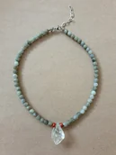 Naszyjniki - Naszyjnik choker ROOTS labradoryt, prasiolit, jaspis czerwony - miniaturka - grafika 1