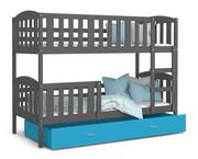 Łóżka dla dzieci i młodzieży - Łóżko piętrowe 160x80 szare błękit KUBUŚ - miniaturka - grafika 1