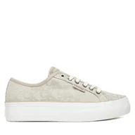 Sneakersy damskie - Sneakersy Calvin Klein Jeans Vulc Flatf Jacquard Aop YW0YW01965 Beżowy - miniaturka - grafika 1