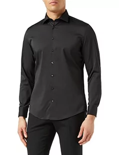 Seidensticker Męska koszula biznesowa – koszula bez prasowania o wąskim kroju – slim – długi rękaw – kołnierz kent – mieszanka syntetyków, czarny, 38 - Koszule męskie - miniaturka - grafika 1