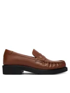 Półbuty damskie - Tommy Hilfiger Loafersy Th Square Toe Leather Loafer FW0FW08977 Brązowy - miniaturka - grafika 1
