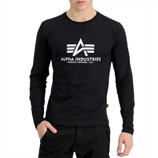 Koszulki sportowe męskie - Koszulka Alpha Industries Longsleeve Basic 10051003 - czarna - grafika 1