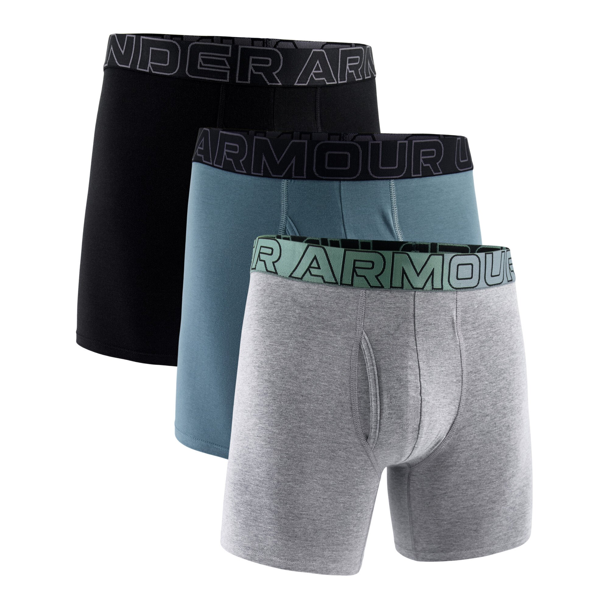 Bokserki męskie Under Armour Perf Cotton Solid 6in 3Pack Steel Heather L