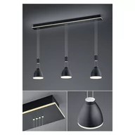 Lampy sufitowe - B-Leuchten Leni lampa wisząca LED 3-pkt. czarna - miniaturka - grafika 1