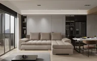 Narożniki - Sofa w kształcie L TOMI narożnik, tkanina Castel, wiele kolorów Beżowy Prawostronny - miniaturka - grafika 1