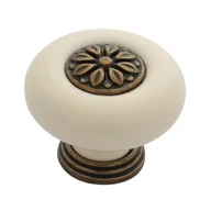 Meble modułowe i akcesoria - Gałka meblowa porcelanowa patyna na mosiądzu z dekorem w stylu retro vintage GP011/AE/C AMIX - miniaturka - grafika 1