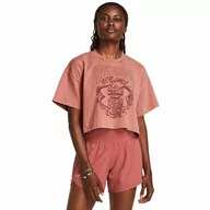 Koszulki sportowe damskie - Damski t-shirt z nadrukiem Under Armour UA HW Dusk to Dawn Crop SS - różowy - UNDER ARMOUR - miniaturka - grafika 1