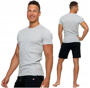PODKOSZULKA KOSZULKA MĘSKA GŁADKA 100 % BAWEŁNA KLASYCZNA SZARA MORAJ 2XL - Koszulki męskie - miniaturka - grafika 1